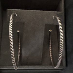 David Yurman Sculpted Cable Hoop Earrings in Sterling Silver